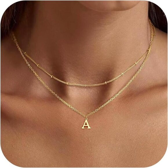 Elegant 14K Gold Plated Initial Necklace for Women – Personalized A-Z Pendant - Picture 1 of 6